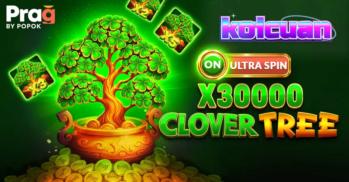 Tampilan visual slot Clover Tree x30000 Prag dengan tema semanggi dan simbol buah klasik.